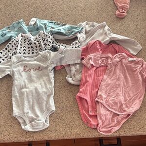 Carter's Pink, Gray & Teal Baby One-Piece Bodysuit Set